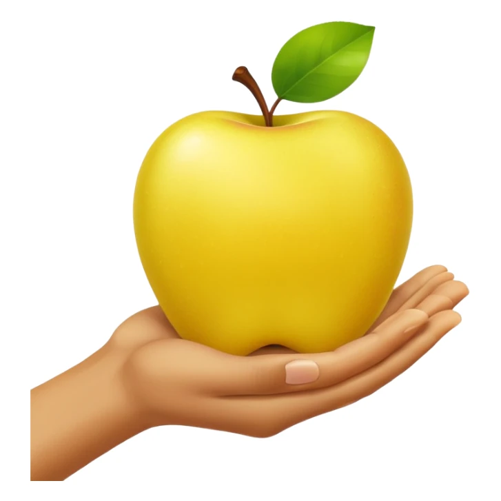 yellow Apple emoji hand open palm, no background, no additional elements sticker