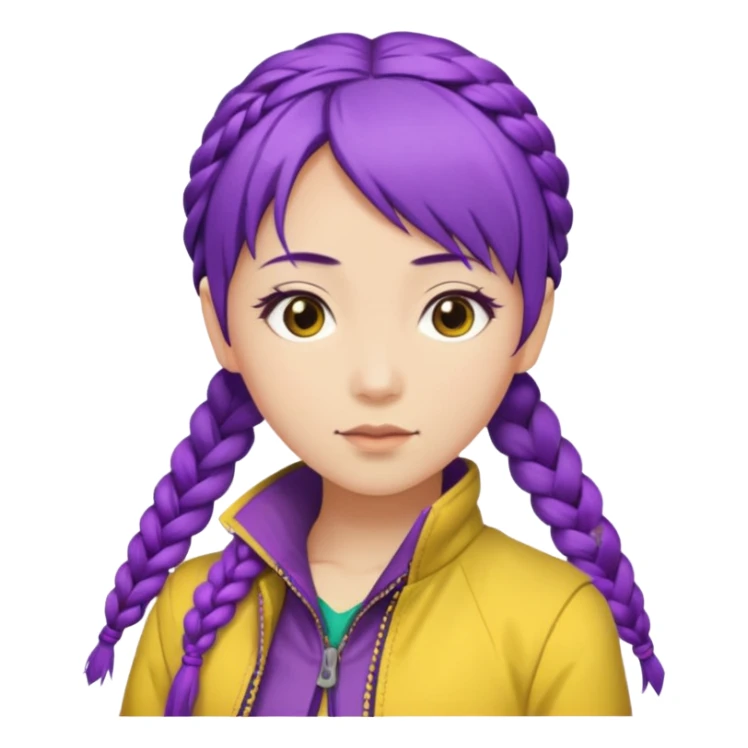 kpop hunters Rumi purple hair asian, yellow jacket braid sticker