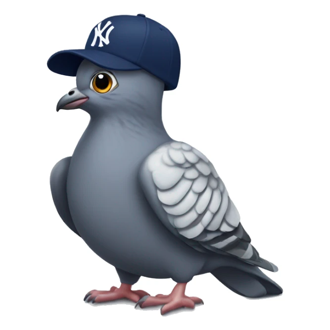 pigeon wearing new York yankee cap sticker