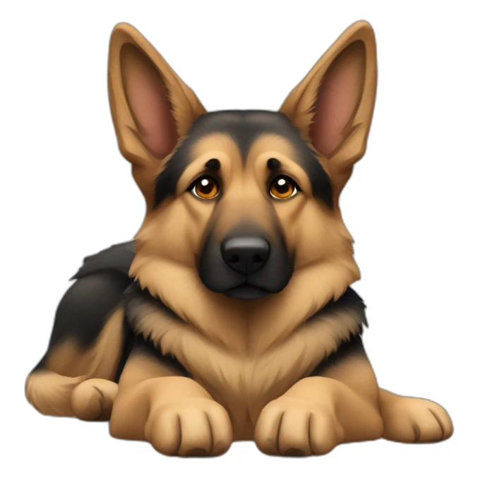 german-shepard-dog laying down with double coat fur sticker