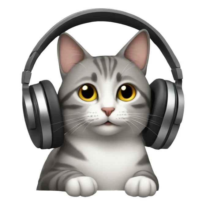 cat listening music sticker