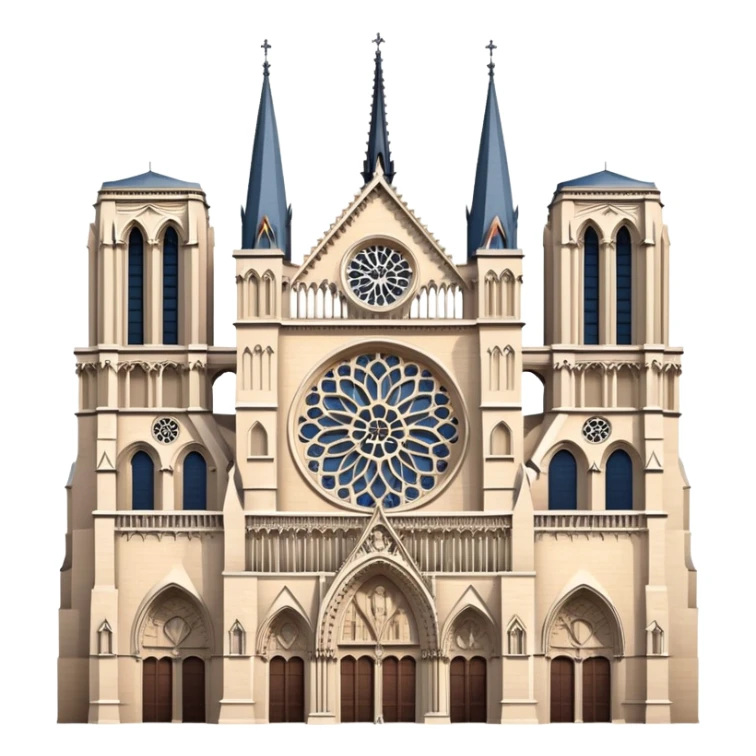 Notre Dame Cathedral in Paris with its iconic Gothic architecture, twin towers, and rose window sticker