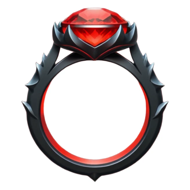 iOS sticker, dark fantasy ring, black metal, red inner glow, minimal sticker