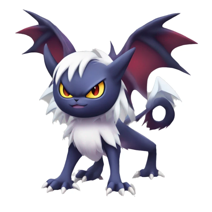 Edgy Cool Kawaii Litten-Noivern-Noibat-Absol-Pokémon Full Body sticker
