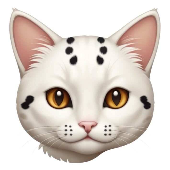 white Cat with black and brown spots and black tail sticker