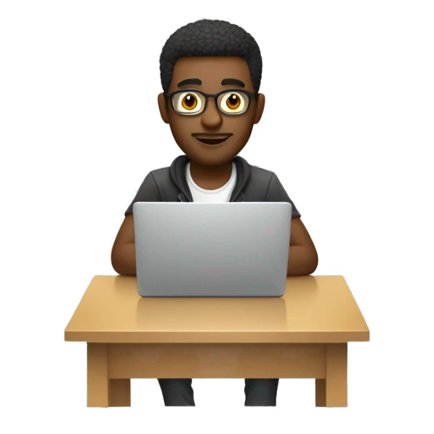 The graphic designer is sitting at his laptop sticker