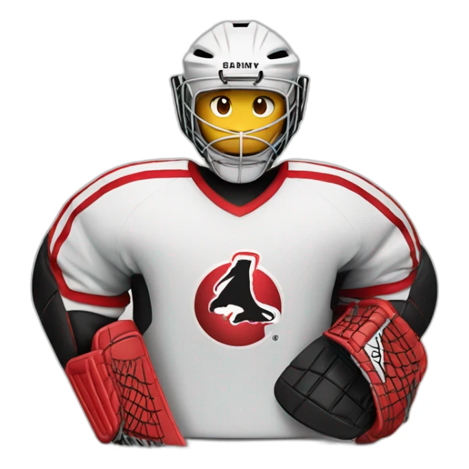 Hockey goalie with red and black equipment  sticker