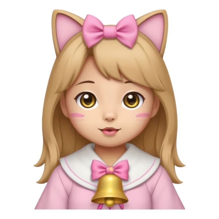 kawaii neko, cute outfit with bell sticker