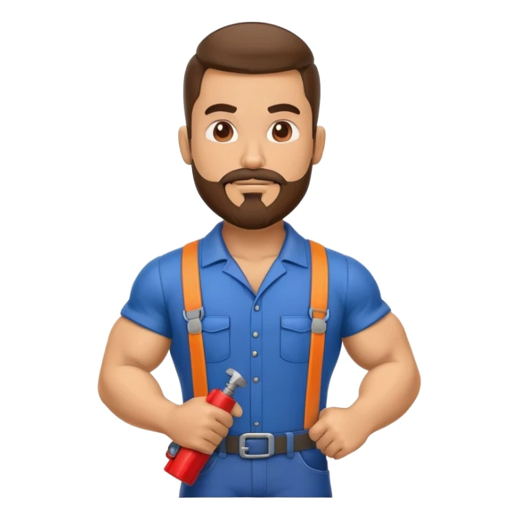 Hispanic HVAC technician with goatee beard as an action figure logo sticker