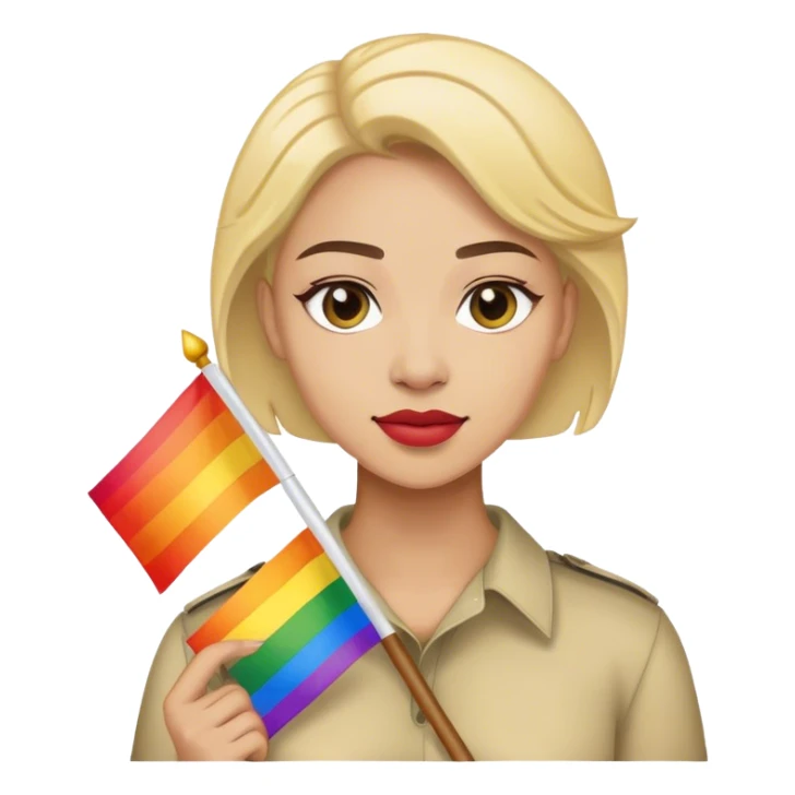 woman with lgbt flag sticker