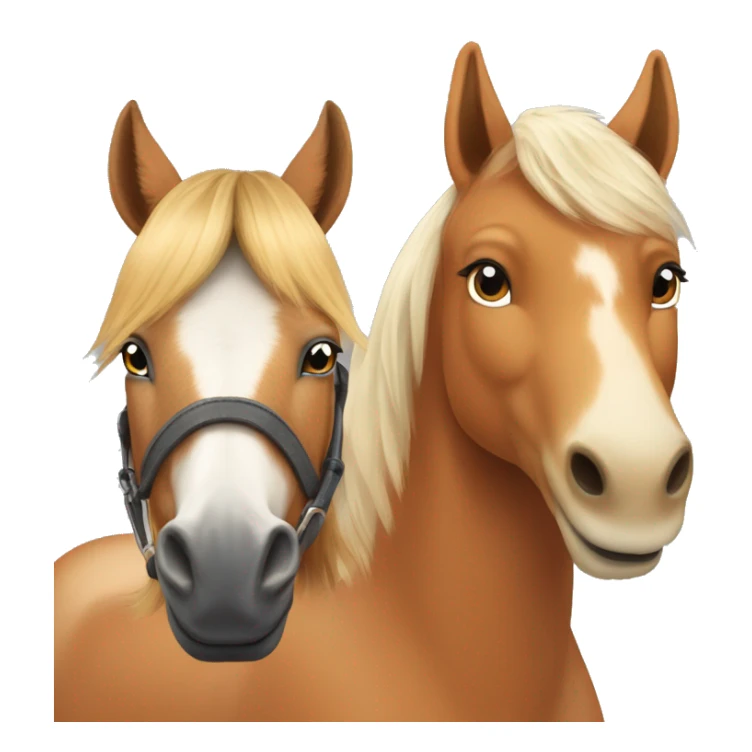A haflinger horse and a fox colored shetland with a dot on his forehead sticker