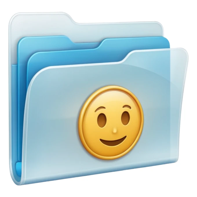 A **simple emoji-style icon** of a **transparent white plastic folder**, minimal and clean, with **rounded corners**, subtle translucency, soft shading, and a **small Choliseo de Puerto Rico arena symbol** on the front.
 sticker