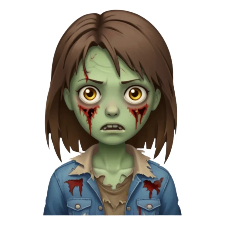 a zombie girl with straight brown hair  sticker