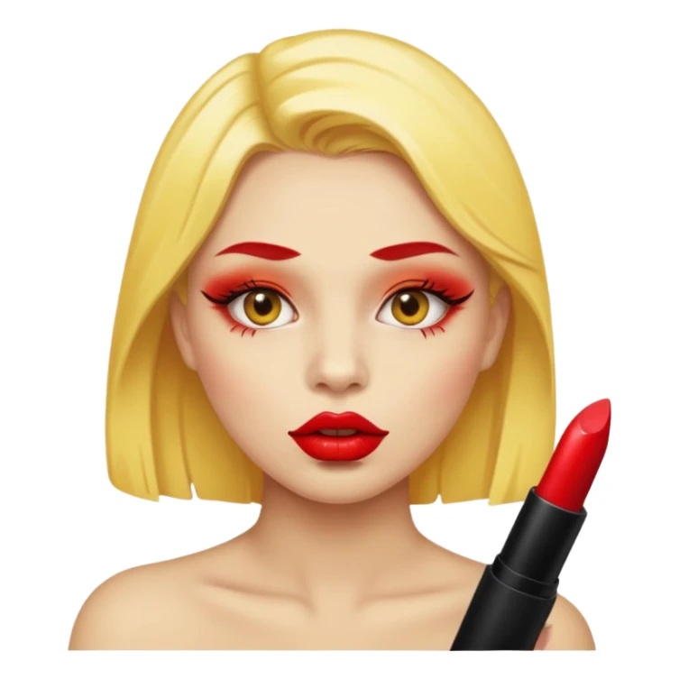 Baddie applying lipstick .use face as yellow round  roung sticker