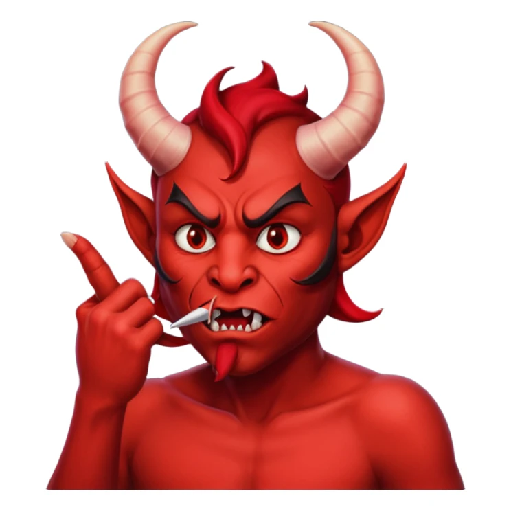 Creppy devil and shushing someone  🤫 like there figer over there mouth  like there lip is closed and the figers over sticker