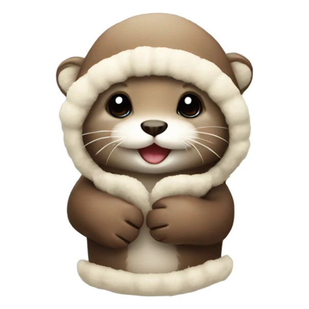Cute baby otter. Wearing mittens and winter hat.  sticker