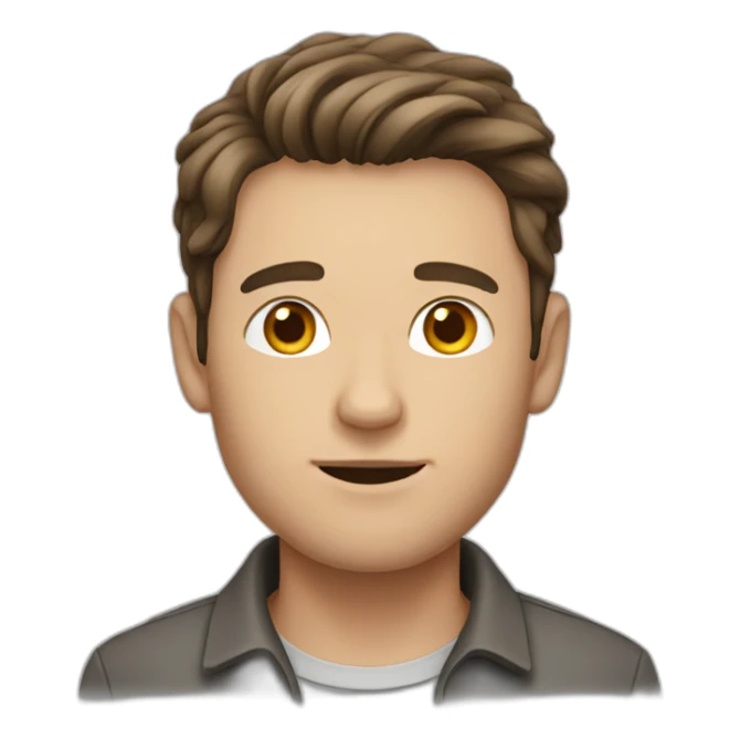 Man with brown hair and grey cat sticker