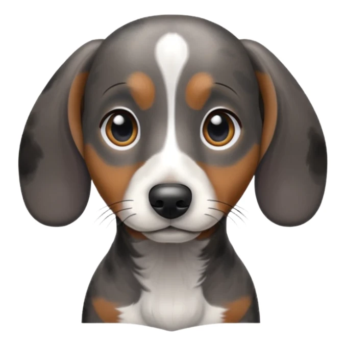 black white and gray brindle dachshund face sticker