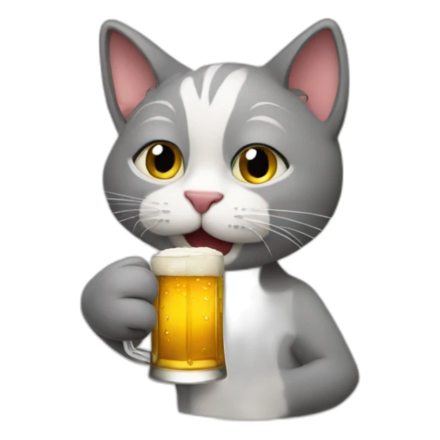 drunk cat drinking a beer he's holding in his paw sticker