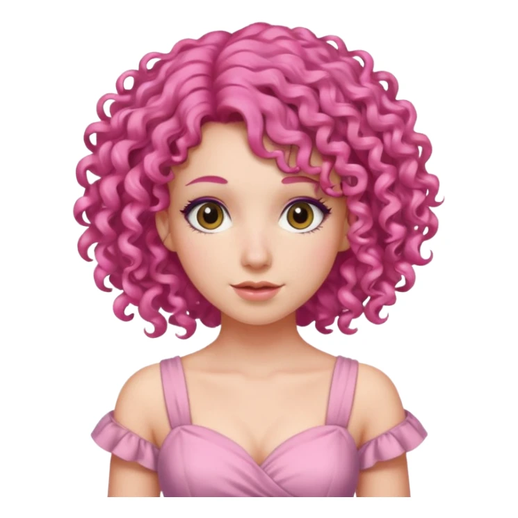 woman with pink curly hair sticker