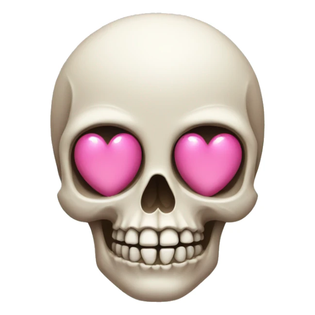 skull with pink heart eyes sticker