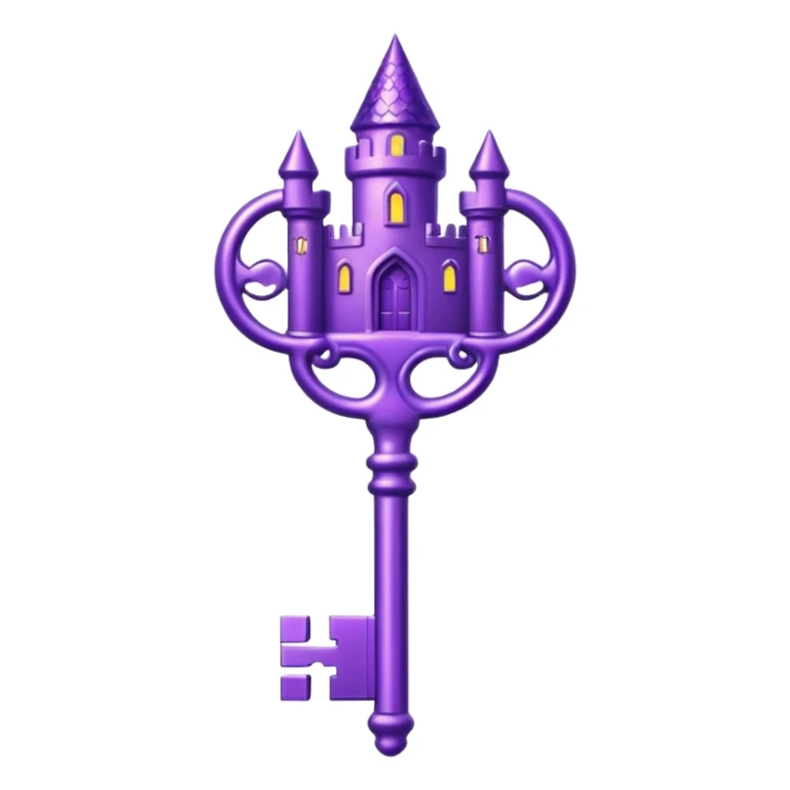 glitter purple key of castle sticker