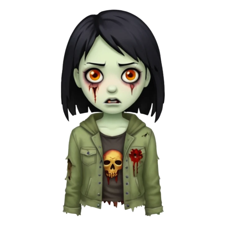 girl zombie with black hair sticker