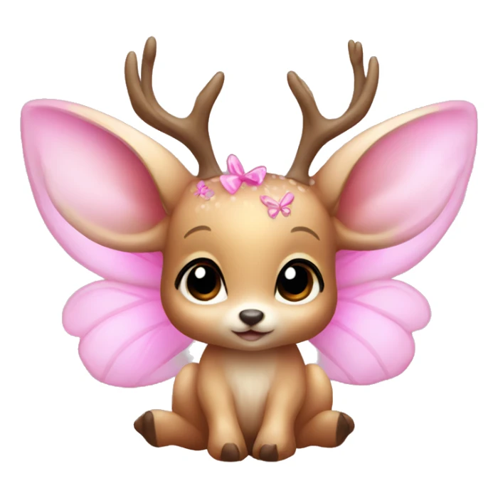 baby deer with fairy wings and a pink bow around its neck  sticker