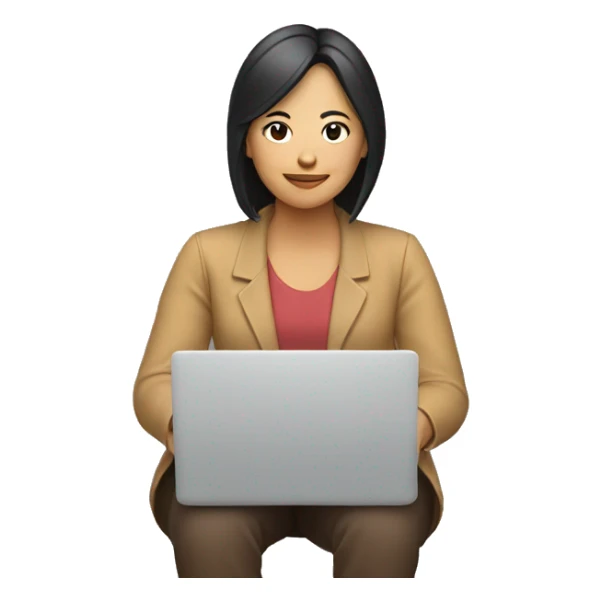 Asian woman man sitting side by side with her laptop sticker