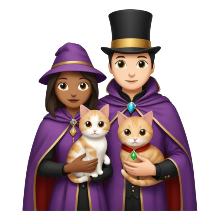 magician couple and their pet cat sticker