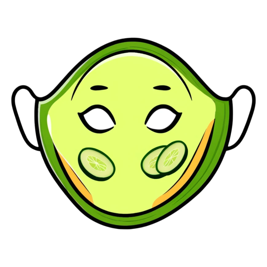 spa day with face mask and cucumber slices sticker