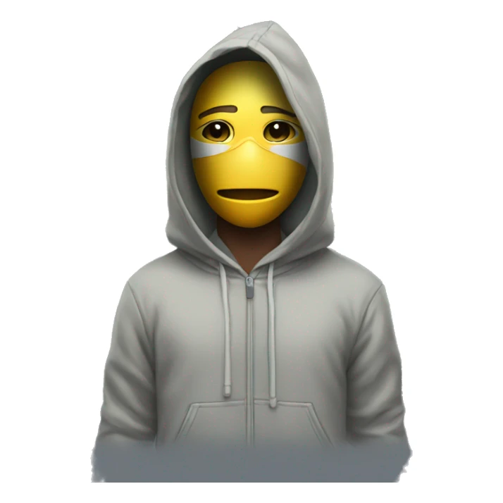 A boy wearing hoodie and mask with money  sticker
