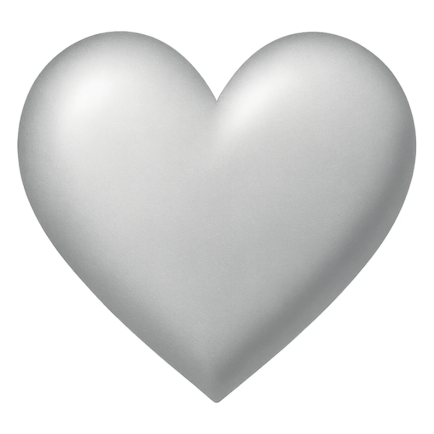 heart with a soft silver shimmer, digital illustration sticker