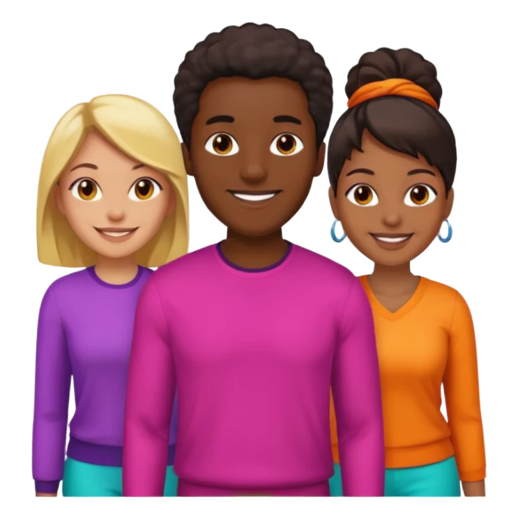 Black man with   with two women one black one Chinese  sticker