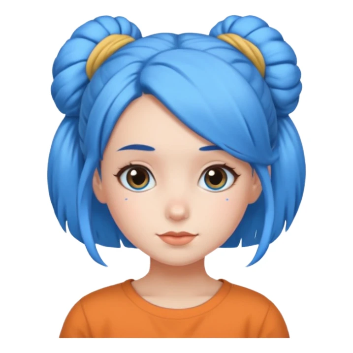 a girl with blue bun hair sticker