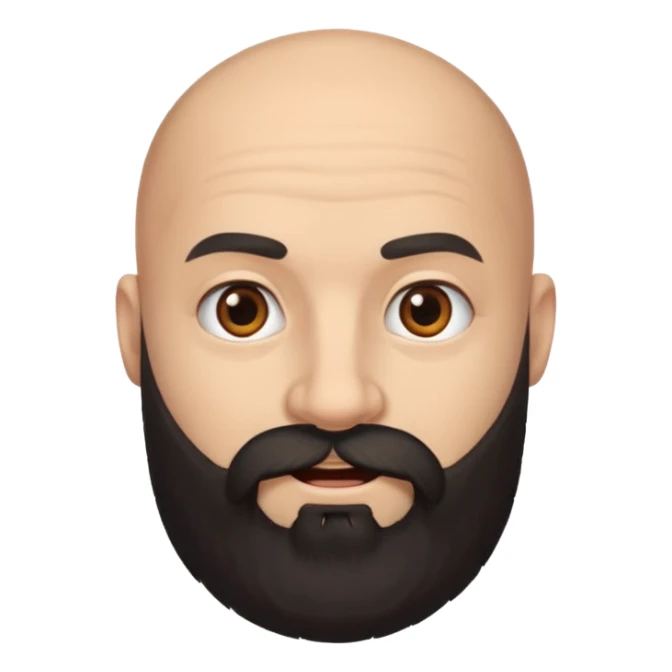 A bald man with a full thick bushy black beard sticker