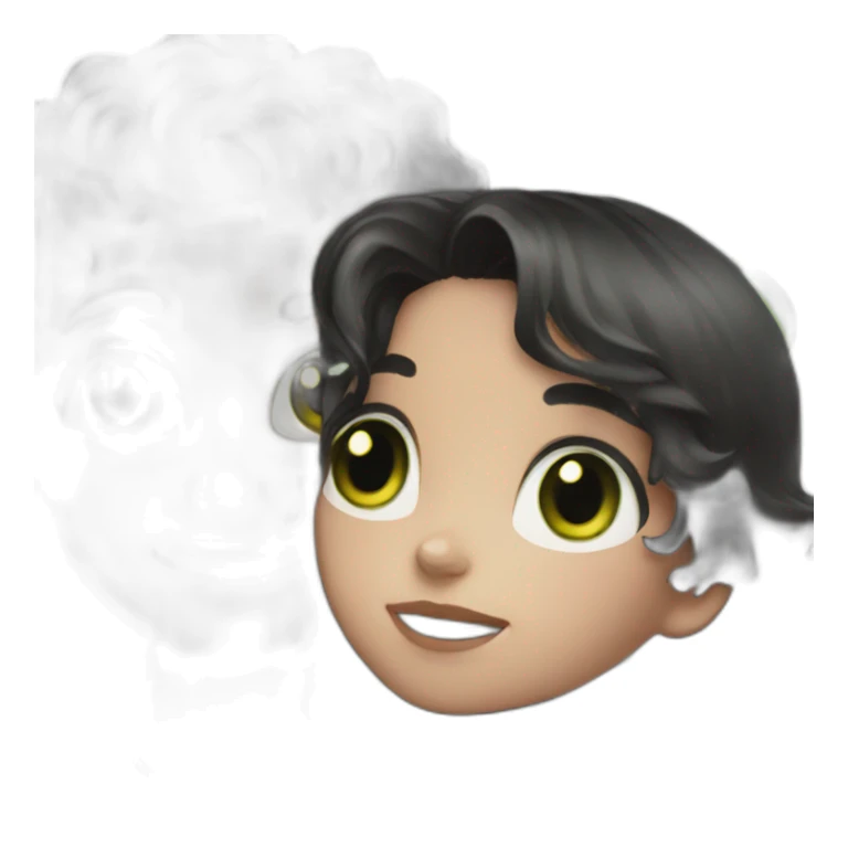 girl with green eyes and dark haired boy with their black cat sticker