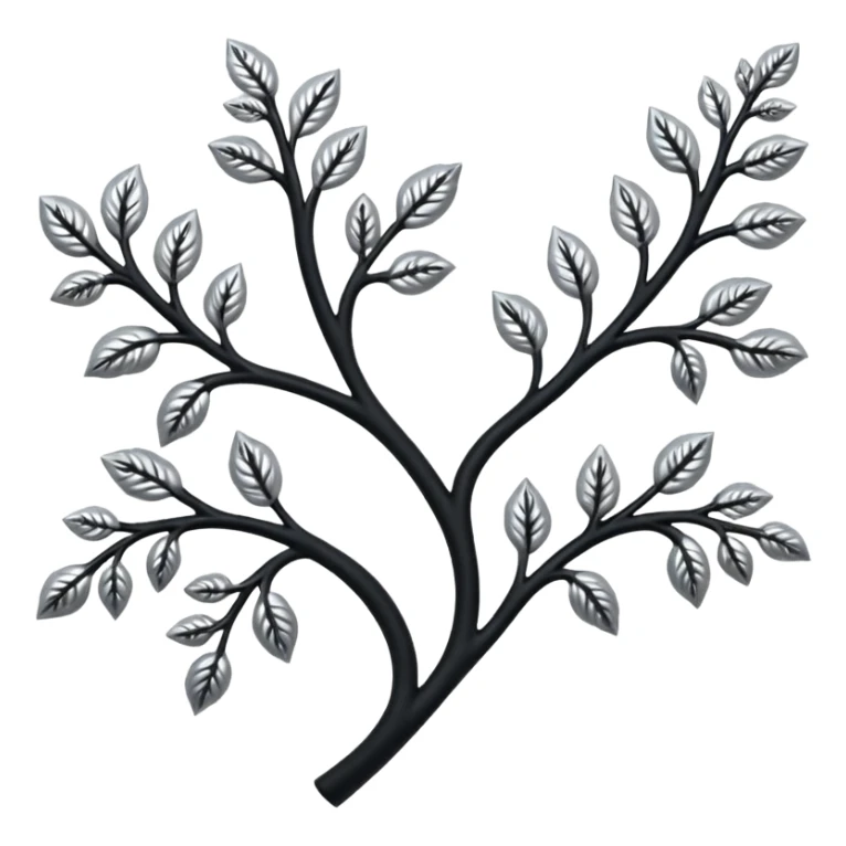 Black and silver filigree branch, 3D, extremely detailed design sticker