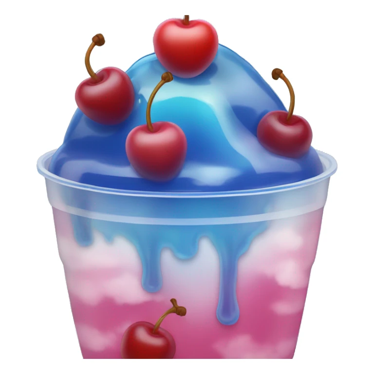 Blue sky jelly with a cherry on top and clouds in a class cup sticker