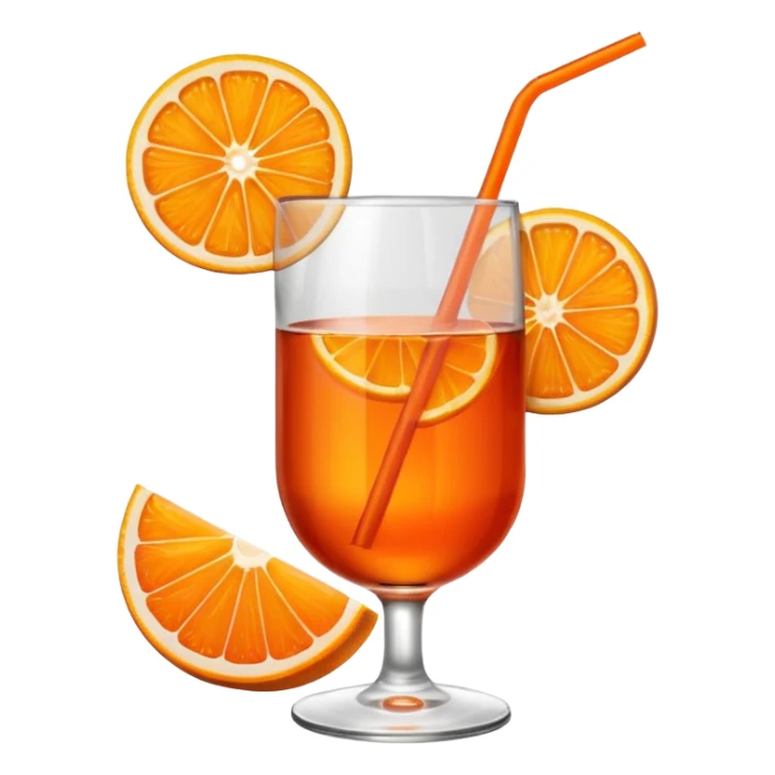 Mach mir einen Aperol in Emoji Stil - eine Orangenscheibe im Glas und ein Strohhalm - keine Deko am Glas oben sticker