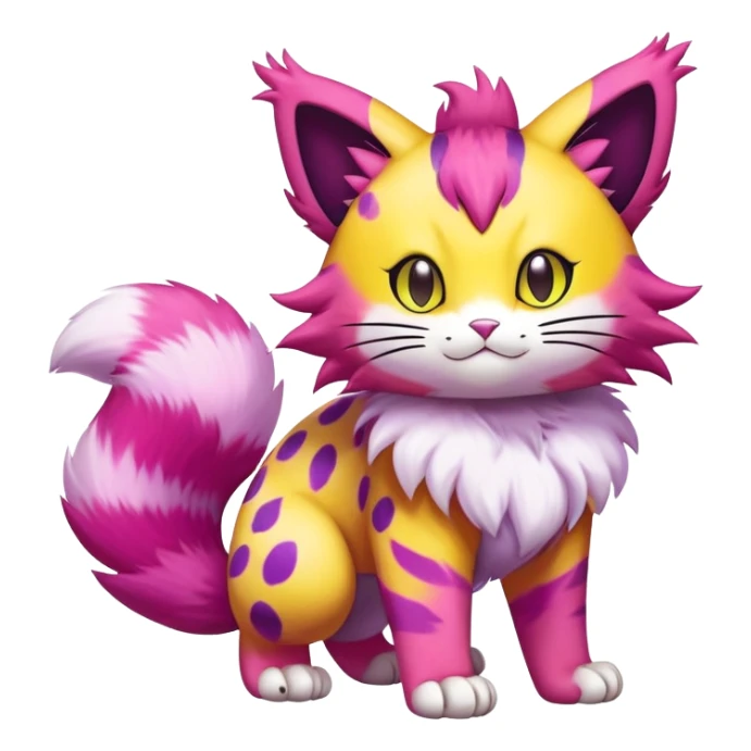Colorful Liepard-Skitty-Delcatty-Pokémon-Fakémon-hybrid-creature (full body) sticker