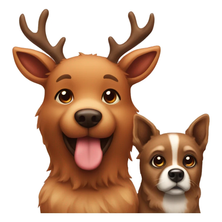 Cute Rudolph the deer and a brown furry dog sticker