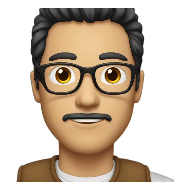 A fair skinned man with a light beard, wearing glasses with black hair parted in the middle sticker