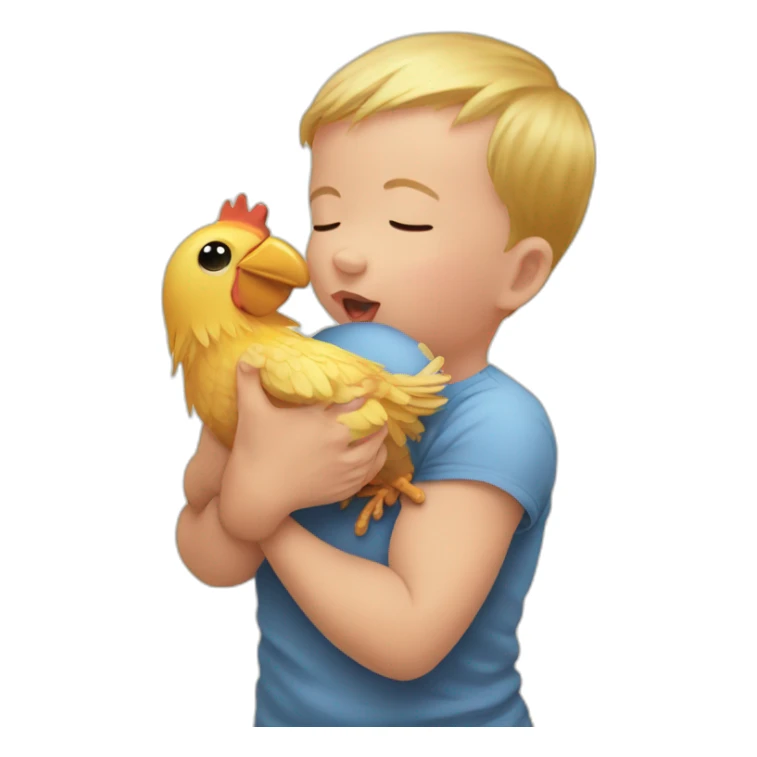 baby grabbing neck of chicken sticker