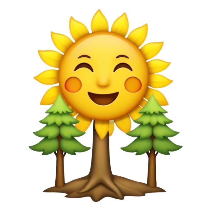 create me an emoji with trees, singing animals, and a sun sticker