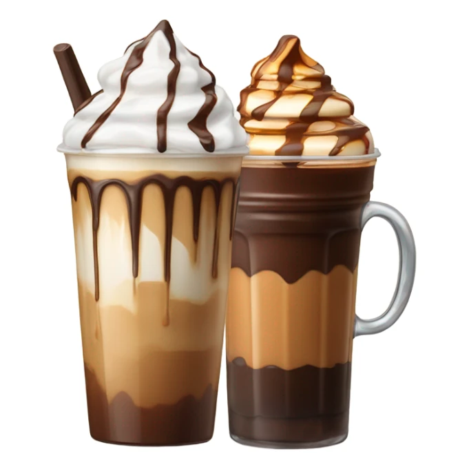 caramel coffee next to a chocolate iced coffee  sticker