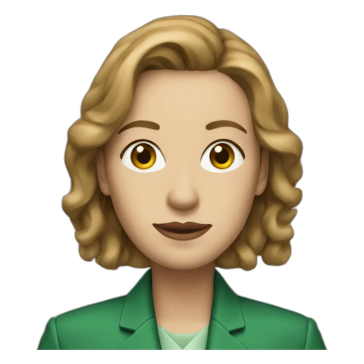 Myriam Bregman with green suit jacket sticker