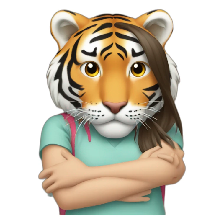 Tiger in arm of Japanese  girl  sticker