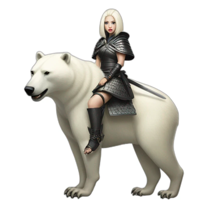Samurai outfit Lady Gaga riding Polar Bear sticker