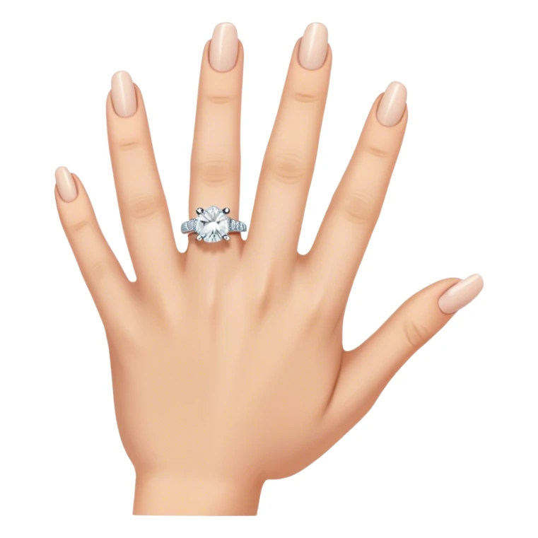 Hand with 5 fingers and engagement ring on ring finger sticker